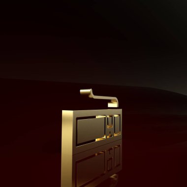 Altın Bilgisayar klavye simgesi kahverengi arkaplanda izole edildi. Bilgisayar bileşeni işareti. Minimalizm kavramı. 3d illüstrasyon 3B canlandırma