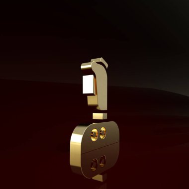 Atari makinesi simgesi için altın Joystick kahverengi arka planda izole edilmiş. Joystick oyun alanı. Minimalizm kavramı. 3d illüstrasyon 3B canlandırma