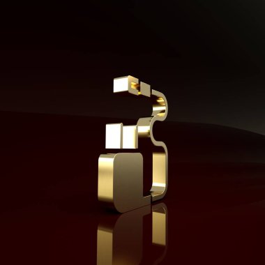 Altın Şarj simgesi kahverengi arkaplanda izole edildi. Minimalizm kavramı. 3d illüstrasyon 3B canlandırma