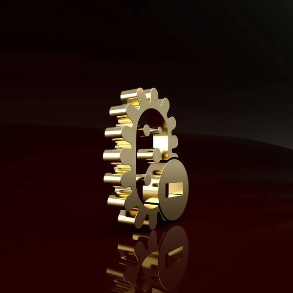 Ikona wirusa Gold Negative wyizolowana na brązowym tle. Wirus Corona 2019-nCoV. Bakterie i zarazki, rak komórek, mikrob, grzyby. Koncepcja minimalizmu. Ilustracja 3D 3D renderowania — Zdjęcie stockowe