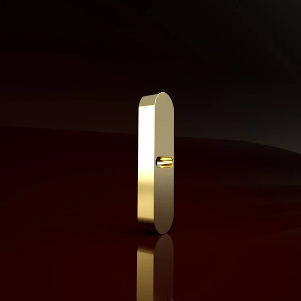 Icona lima per unghie in oro isolata su sfondo marrone. Attrezzo per manicure. Concetto minimalista. Illustrazione 3d rendering 3D — Foto Stock