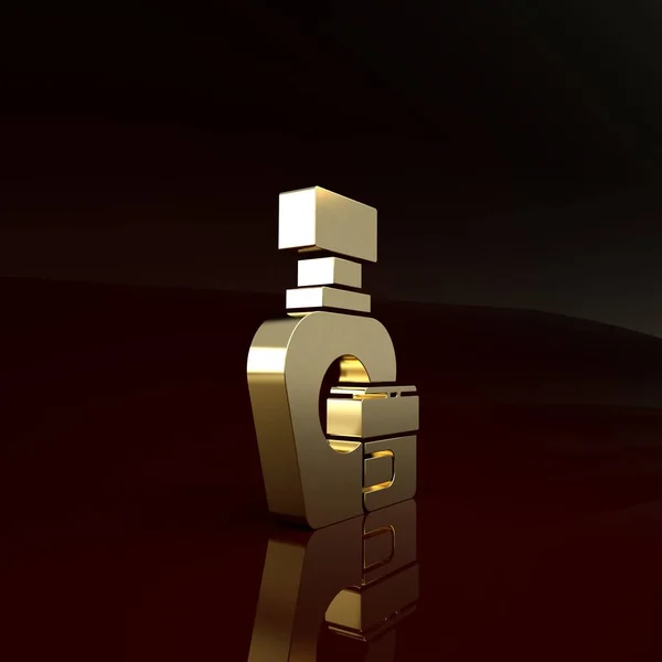 Creme de ouro ou loção ícone tubo cosmético isolado no fundo marrom. Produtos de cuidados com o corpo para homens. Conceito de minimalismo. 3D ilustração 3D render — Fotografia de Stock