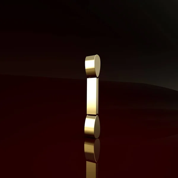 Gold Cotton svabb för öron ikon isolerad på brun bakgrund. Minimalistiskt koncept. 3D-återgivning för 3D — Stockfoto