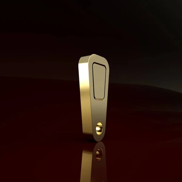 Icona specchio mano oro isolato su sfondo marrone. Concetto minimalista. Illustrazione 3d rendering 3D — Foto Stock