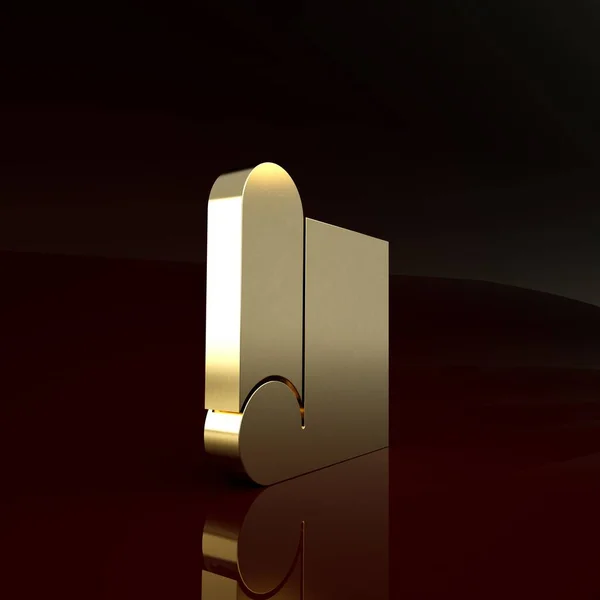 Papel de gráfico dourado para ícone de engenharia isolado em fundo marrom. Conceito de minimalismo. 3D ilustração 3D render — Fotografia de Stock