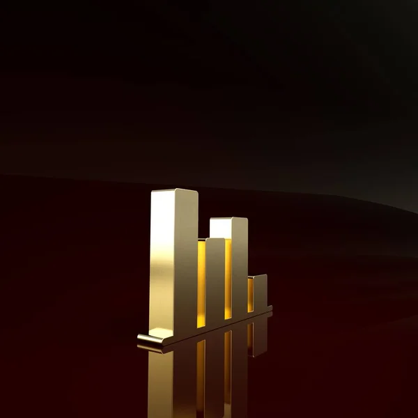 Infografická ikona zlatého koláče izolovaná na hnědém pozadí. Značka diagramu. Minimalismus. 3D ilustrace 3D vykreslení — Stock fotografie