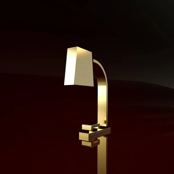 Lampe de table or icône isolée sur fond brun. Lampe de bureau. Concept de minimalisme. Illustration 3D rendu 3D — Photo