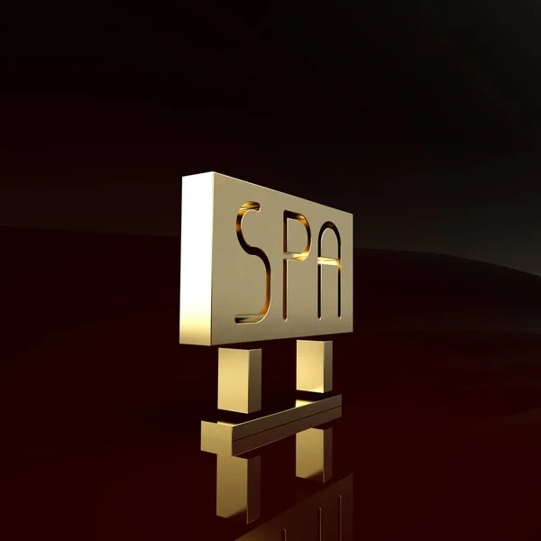 Gold Spa salon signboard ikona izolowane na brązowym tle. Koncepcja minimalizmu. Ilustracja 3D 3D renderowania — Zdjęcie stockowe
