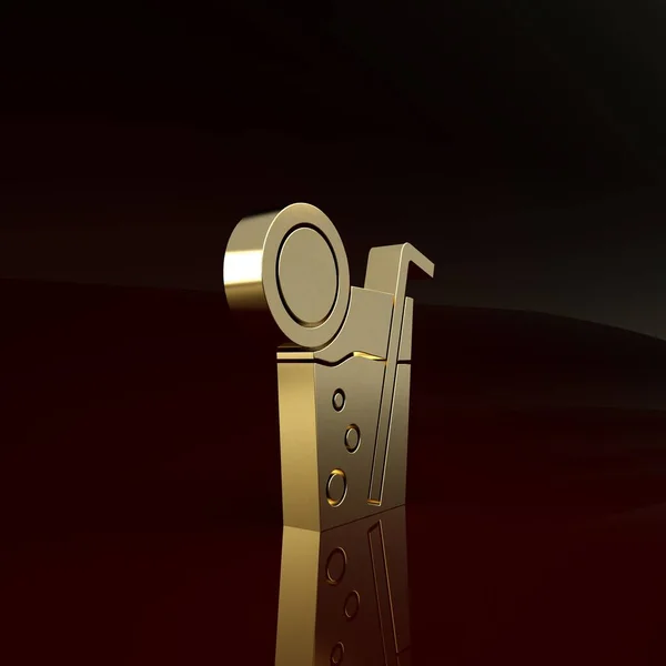 Icona Gold Cocktail isolata su sfondo marrone. Concetto minimalista. Illustrazione 3d rendering 3D — Foto Stock