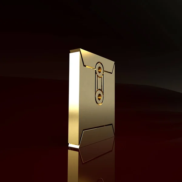 Kahverengi arkaplanda izole edilmiş Altın Zarf simgesi. E- posta mektup sembolü. Minimalizm kavramı. 3d illüstrasyon 3B canlandırma — Stok fotoğraf