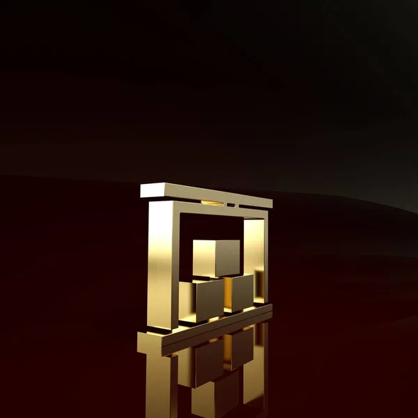 Gold Warehouse Symbol isoliert auf braunem Hintergrund. Minimalismus-Konzept. 3D Illustration 3D Renderer — Stockfoto