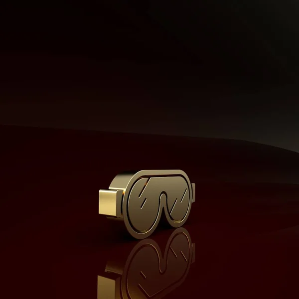 Gold Skibrille Symbol isoliert auf braunem Hintergrund. Extremsport. Sportgeräte. Minimalismus-Konzept. 3D Illustration 3D Renderer — Stockfoto
