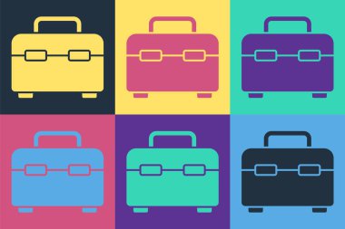 Pop Art Toolbox simgesi renk arkaplanında izole edildi. Alet kutusu tabelası. Vektör İllüstrasyonu.