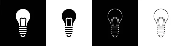 设置灯泡的概念概念图标孤立的黑白背景 能量和思想的象征 灵感的概念 病媒图解 — 图库矢量图片