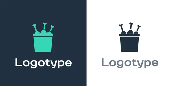 Logotype Kippenpoot Verpakking Pictogram Geïsoleerd Witte Achtergrond Kippendrumstick Logo Ontwerp — Stockvector