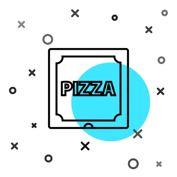 Linha Preta Pizza Caixa Papelão Ícone Isolado Fundo Branco Caixa — Vetor de Stock
