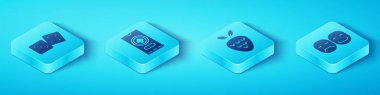 Isometric Game zarları, Casino poker turnuvası davetiyesi, Poker oyuncusu ve çilek ikonlu kumarhane kumar makinesi. Vektör.