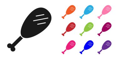 Beyaz arka planda siyah tavuk bacak ikonu izole edildi. Tavuk budu. Simgeleri renklendirin. Vektör İllüstrasyonu.