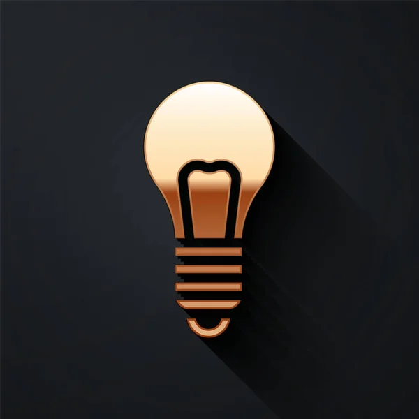 Gold Light Bulb Concept Idea Icon Isolated Black Background Energy — Stock Vector