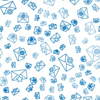 Zarfı yıldız, ileti konsepti, e- posta ve e-posta ile kusursuz desen ile ayarla. Vektör.