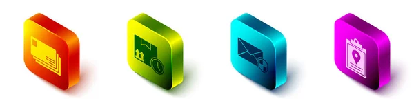 Isometric Envelope Cardboard Box Fast Time Envelope Shield Document 시스템 — 스톡 벡터