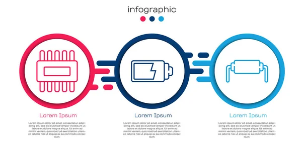 Установите Линейный Процессор Микросхемами Cpu Индикатором Уровня Заряда Батареи Электрическим — стоковый вектор