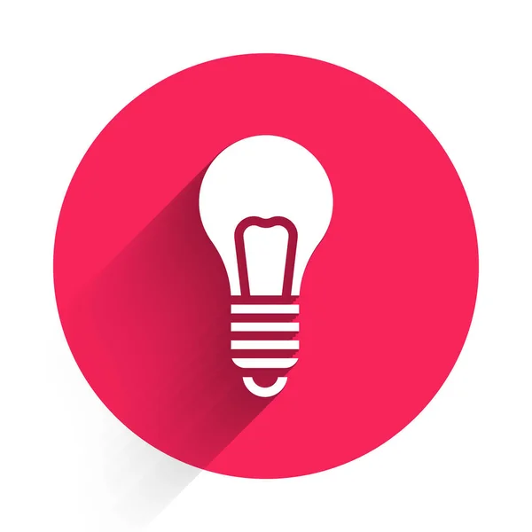 White Light Bulb Concept Idea Icon Isolated Long Shadow Energy — Stock Vector