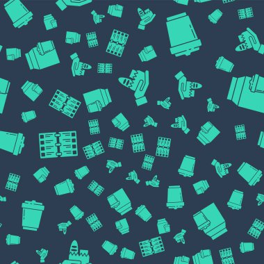 Çevrimiçi sipariş ve teslimat ayarla, paket kahve fincanı, restoran kafe menüsü ve çevrimiçi sipariş ve teslimat kusursuz. Vektör.