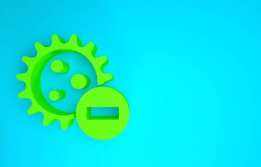 Yeşil Negatif virüs simgesi mavi arkaplanda izole edildi. Corona virüsü 2019-nCoV. Bakteri ve mikroplar, hücre kanseri, mikrop, mantar. Minimalizm kavramı. 3d illüstrasyon 3B canlandırma