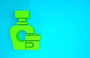 Yeşil Krem ya da losyon kozmetik tüp ikonu mavi arka planda izole edilmiş. Erkekler için vücut bakım ürünleri. Minimalizm kavramı. 3d illüstrasyon 3B canlandırma