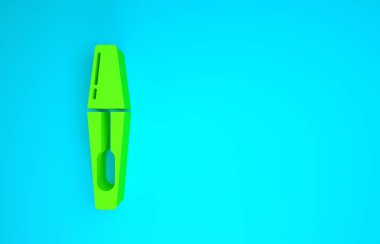 Yeşil Mascara fırça ikonu mavi arkaplanda izole edildi. Minimalizm kavramı. 3d illüstrasyon 3B canlandırma