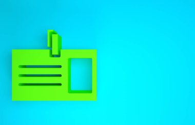 Mavi arka planda yeşil kimlik simgesi izole edildi. Sunum için, şirketin kimliği için, reklam için kullanılabilir. Minimalizm kavramı. 3d illüstrasyon 3B canlandırma