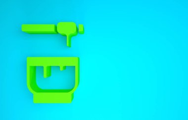 Yeşil Bal Çubuğu ve Kase ikonu mavi arka planda izole edilmiş. Tatlı kepçe. Minimalizm kavramı. 3d illüstrasyon 3B canlandırma