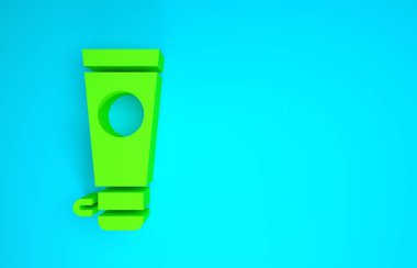 Yeşil Krem ya da losyon kozmetik tüp ikonu mavi arka planda izole edilmiş. Erkekler için vücut bakım ürünleri. Minimalizm kavramı. 3d illüstrasyon 3B canlandırma