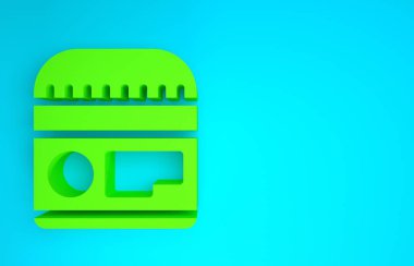 Yeşil Krem ya da losyon kozmetik tüp ikonu mavi arka planda izole edilmiş. Erkekler için vücut bakım ürünleri. Minimalizm kavramı. 3d illüstrasyon 3B canlandırma