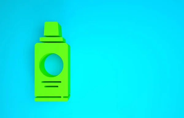 Groene fles shampoo pictogram geïsoleerd op blauwe achtergrond. Minimalisme concept. 3d illustratie 3D renderen — Stockfoto