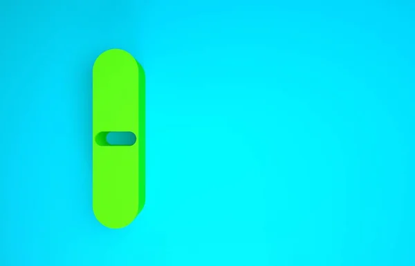 青の背景に隔離された緑のネイルファイルアイコン。マニキュア・ツール。最小限の概念。3Dイラスト3Dレンダリング — ストック写真