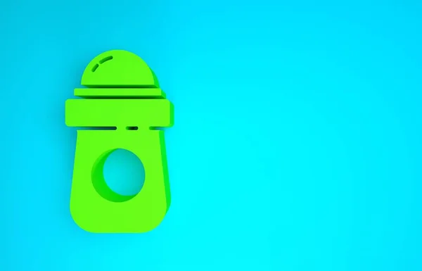 Icono de rollo desodorante antitranspirante verde aislado sobre fondo azul. Cosmético para la higiene corporal. Concepto minimalista. 3D ilustración 3D render — Foto de Stock