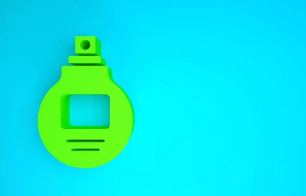 Ikona zeleného parfému izolovaná na modrém pozadí. Minimalismus. 3D ilustrace 3D vykreslení — Stock fotografie