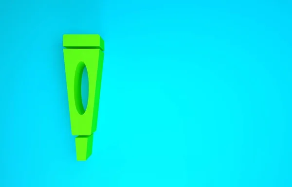 Creme verde ou loção ícone tubo cosmético isolado no fundo azul. Produtos de cuidados com o corpo para homens. Conceito de minimalismo. 3D ilustração 3D render — Fotografia de Stock