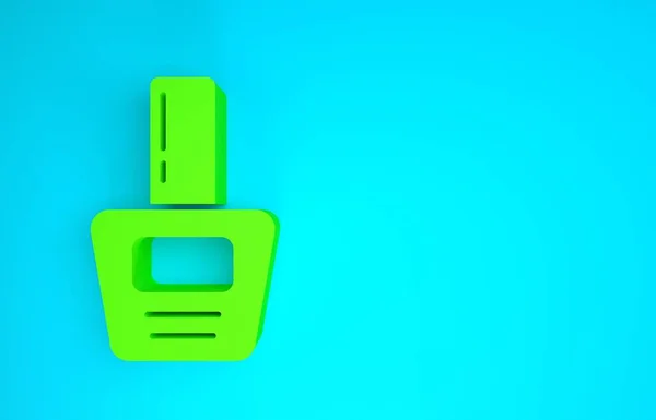 Zielony paznokieć polerować ikonę butelki izolowane na niebieskim tle. Koncepcja minimalizmu. Ilustracja 3D 3D renderowania — Zdjęcie stockowe