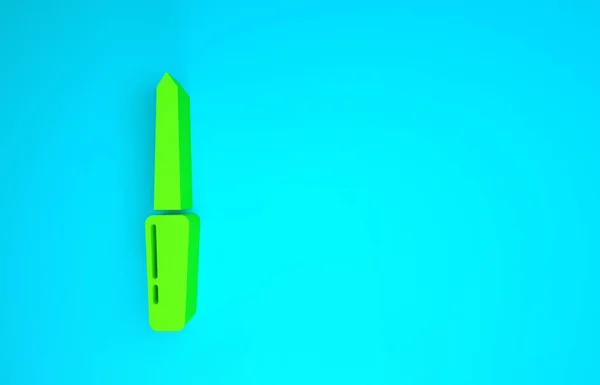 Green Nail tiedosto kuvake eristetty sinisellä taustalla. Manikyyri työkalu. Minimalismin käsite. 3d kuva 3D renderöinti — kuvapankkivalokuva
