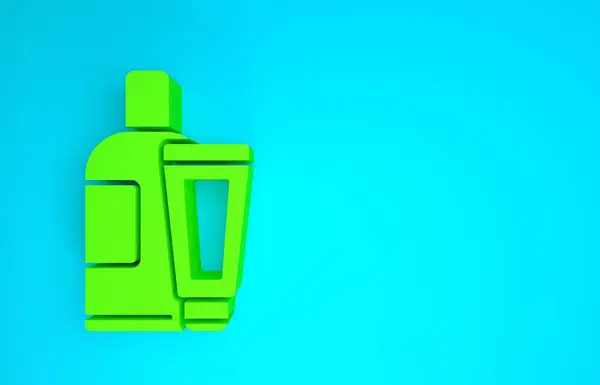 Grüne Creme oder Lotion kosmetische Tube Symbol isoliert auf blauem Hintergrund. Körperpflegeprodukte für Männer. Minimalismus-Konzept. 3D Illustration 3D Renderer — Stockfoto