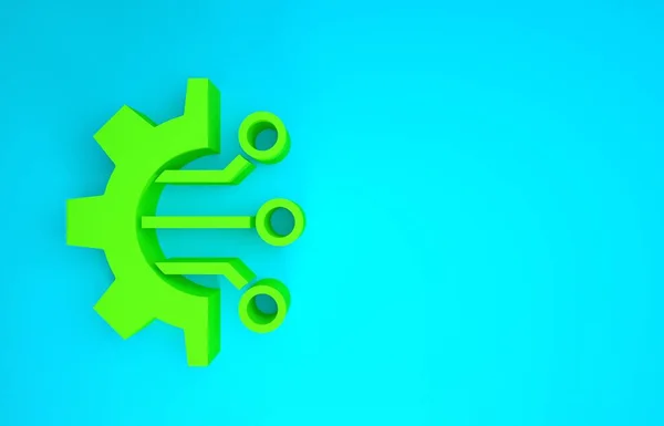 Icono de algoritmo verde aislado sobre fondo azul. Diseño de símbolo de algoritmo de la colección de Inteligencia Artificial. Concepto minimalista. 3D ilustración 3D render —  Fotos de Stock