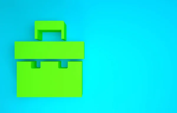 Green Briefcase icoon geïsoleerd op blauwe achtergrond. Zakelijk dossier. Zakelijke portefeuille. Minimalisme concept. 3d illustratie 3D renderen — Stockfoto