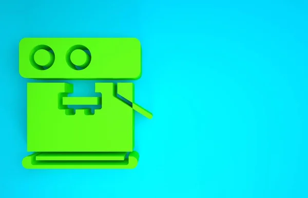 Green Coffee machine pictogram geïsoleerd op blauwe achtergrond. Minimalisme concept. 3d illustratie 3D renderen — Stockfoto