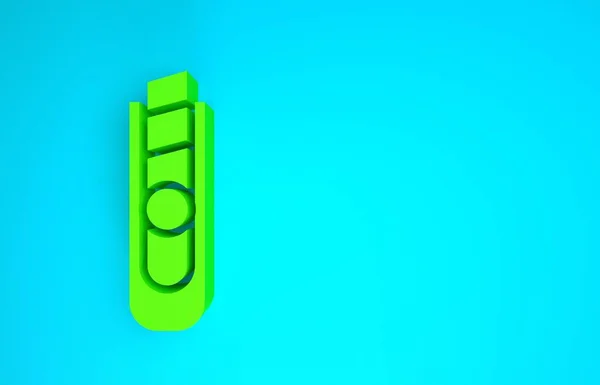 Icône de couteau vert Papeterie isolé sur fond bleu. Coupe-papier de bureau. Concept de minimalisme. Illustration 3D rendu 3D — Photo