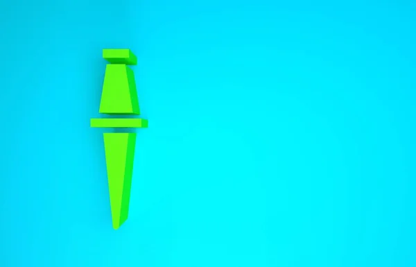 Icono verde Push pin aislado sobre fondo azul. Signo de chinchetas. Concepto minimalista. 3D ilustración 3D render — Foto de Stock