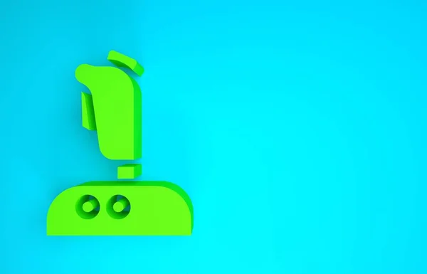 Groene Joystick voor arcade machine icoon geïsoleerd op blauwe achtergrond. Joystick gamepad. Minimalisme concept. 3d illustratie 3D renderen — Stockfoto