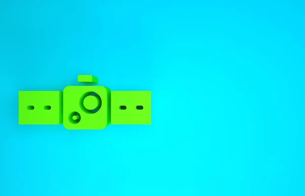 Zöld Smartwatch ikon elszigetelt kék háttérrel. Minimalizmus koncepció. 3d illusztráció 3D render — Stock Fotó